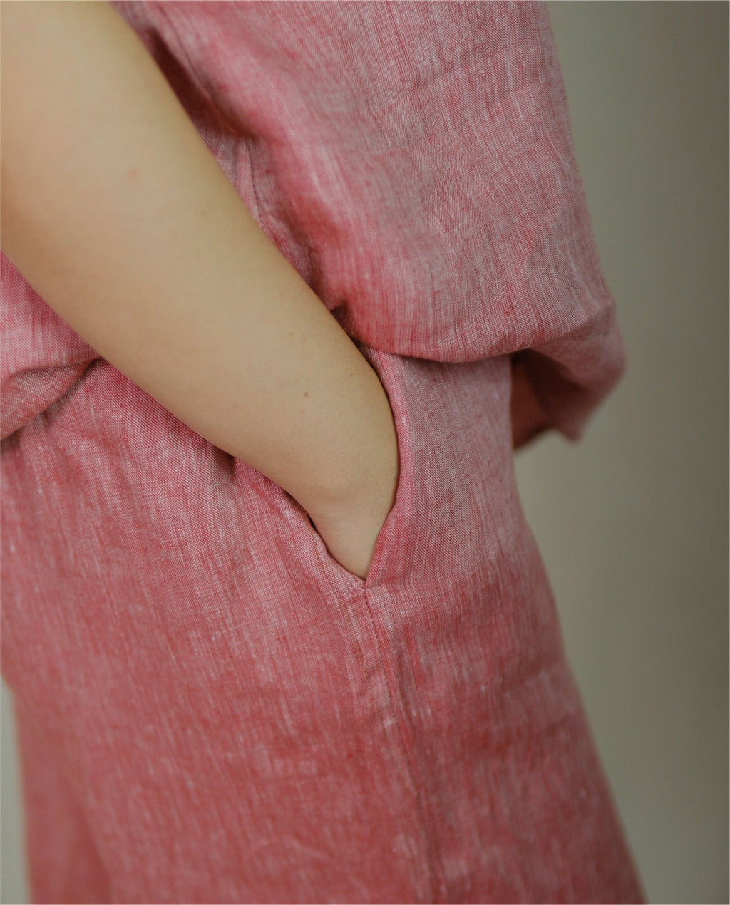 Women’s 100% Linen Co-Ord set Hand Embroidered Red