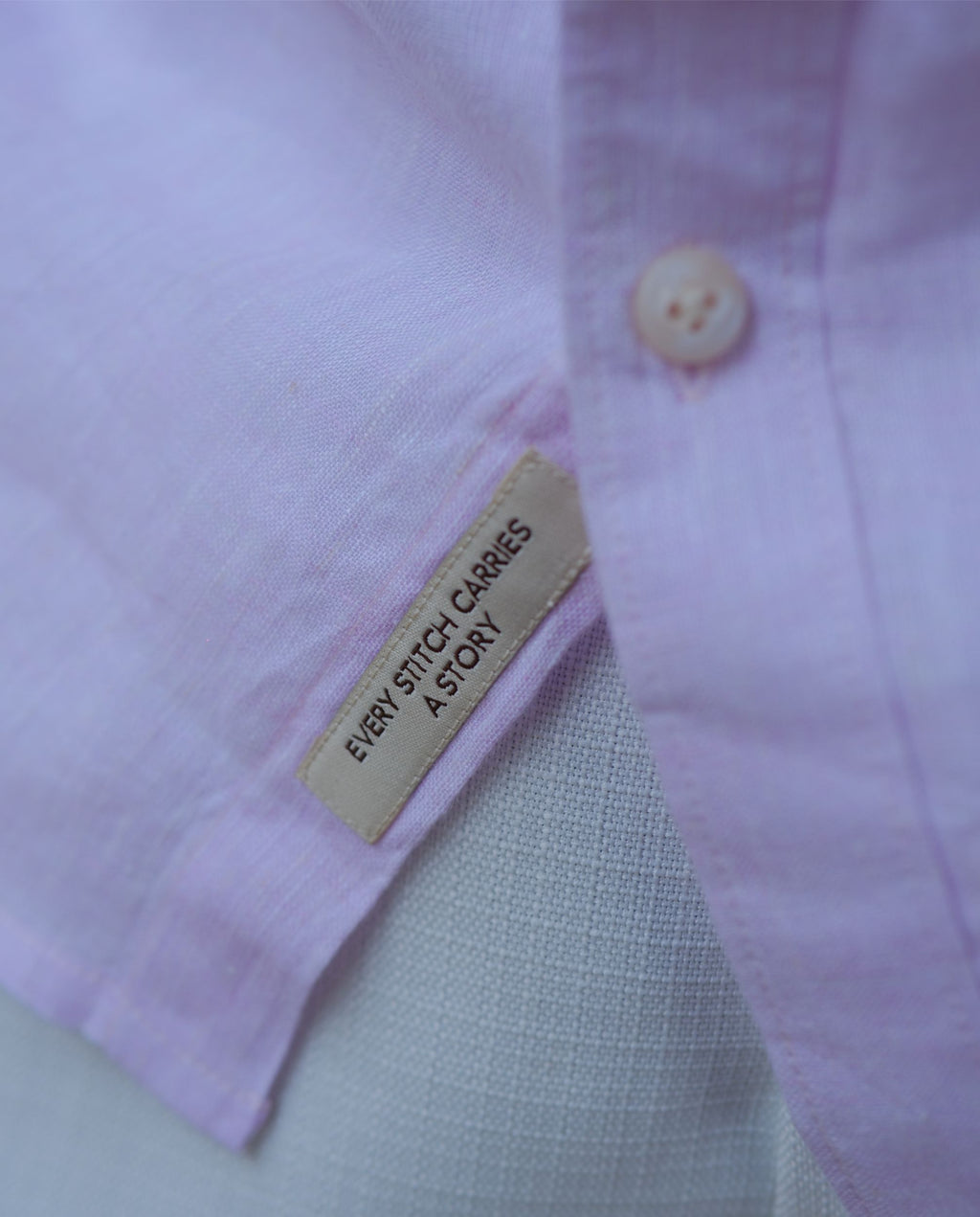 Men’s 100% Linen Shirt –  Beads Hand Embroidered Dusty Pink